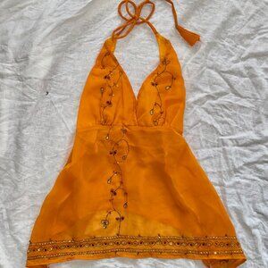 orange indian halter top with sequins